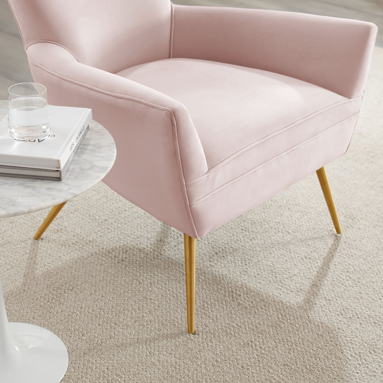 Regina Upholstered Velvet Armchair, Pink