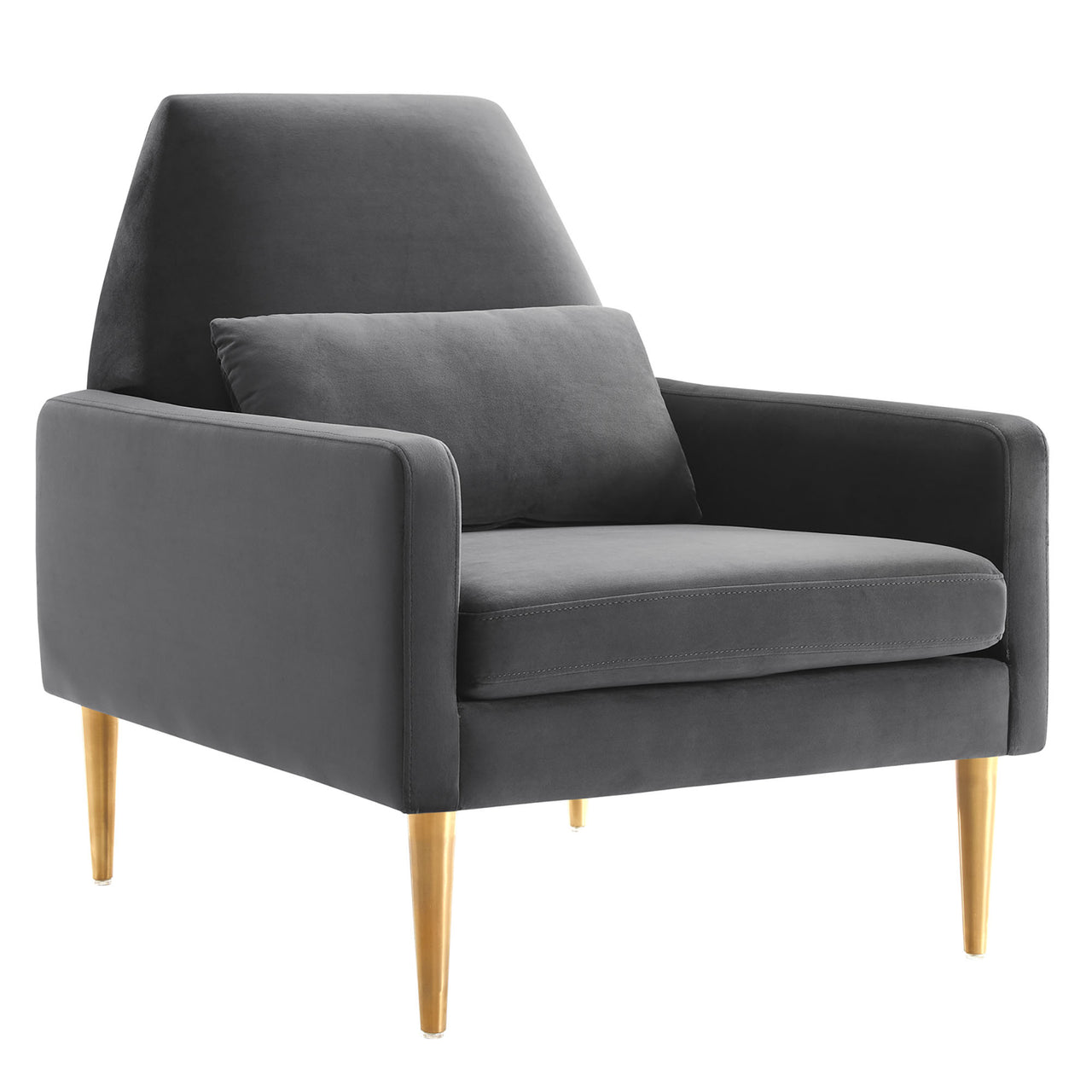 Summit Upholstered Velvet Armchair, Charcoal