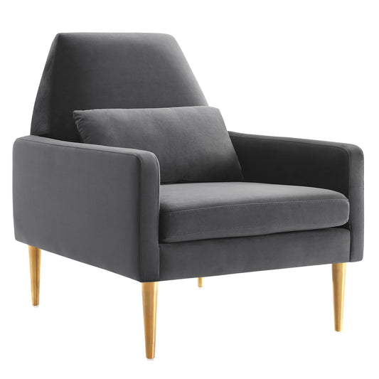 Summit Upholstered Velvet Armchair, Charcoal