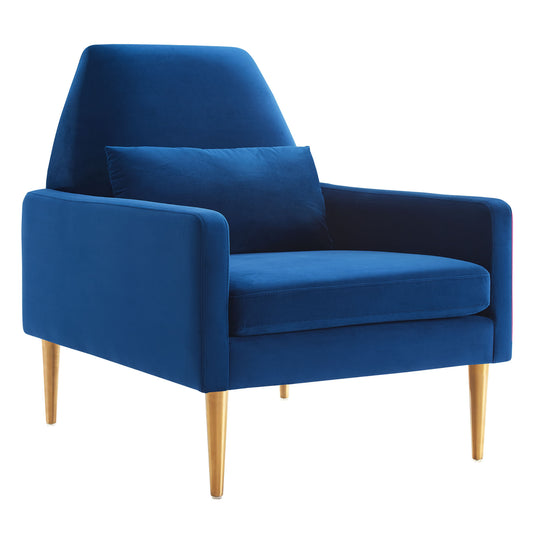 Summit Upholstered Velvet Armchair, Navy