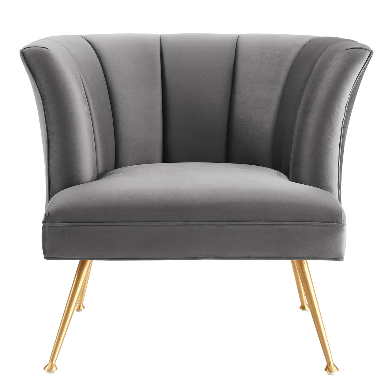 Flamenco Upholstered Velvet Armchair, Gray