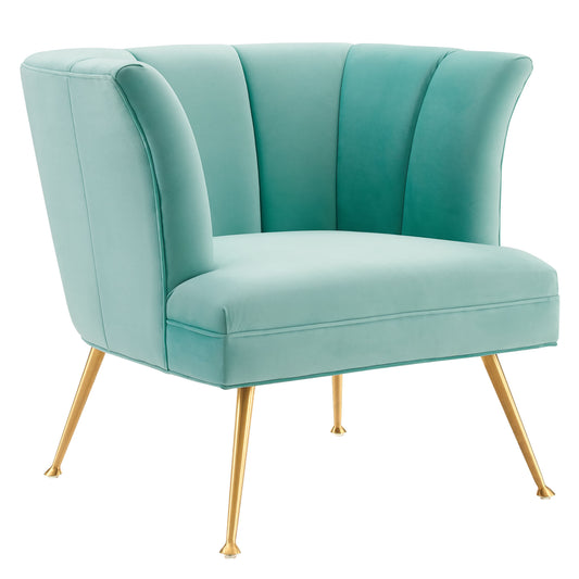 Flamenco Upholstered Velvet Armchair, Mint