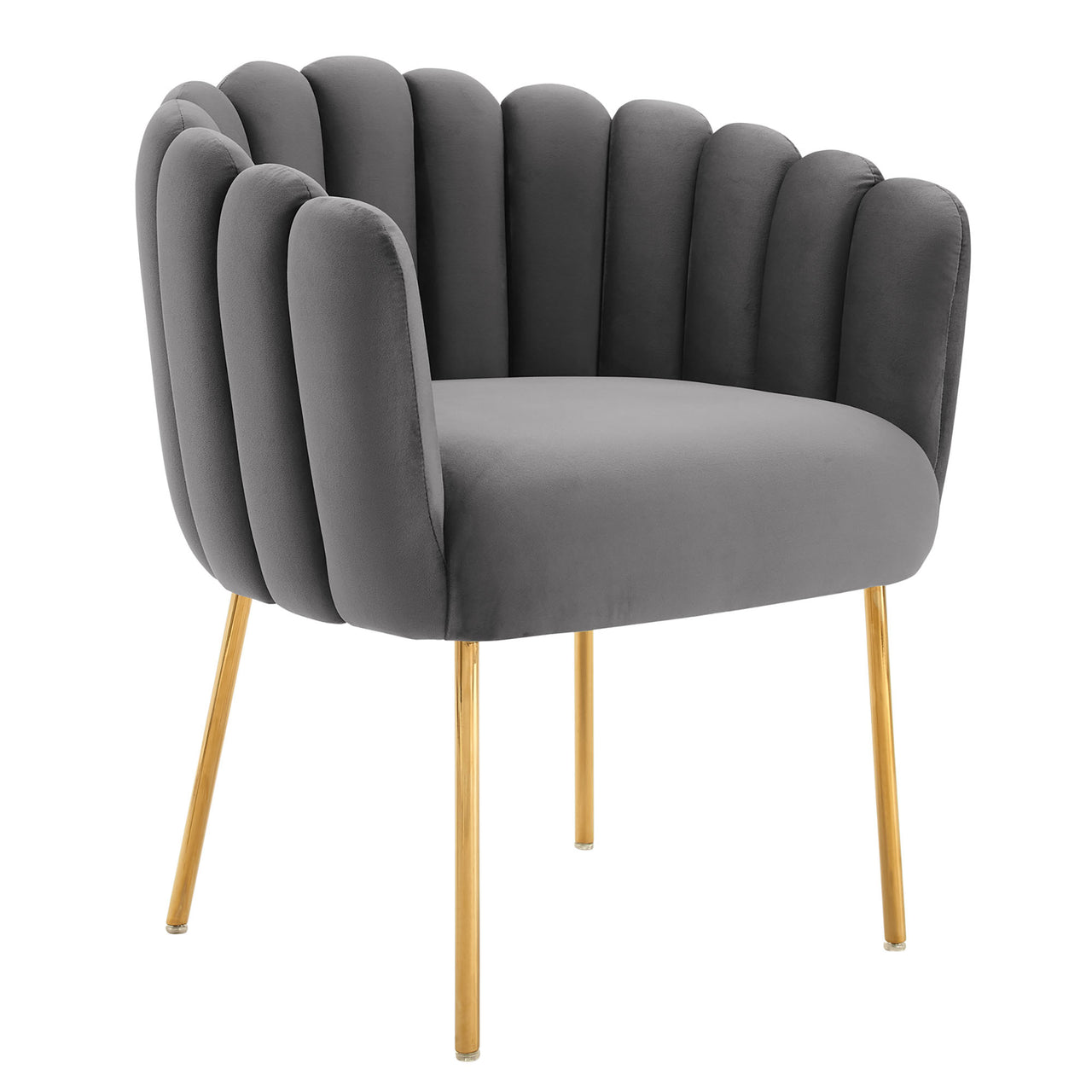 Seashell Upholstered Velvet Armchair, Gray