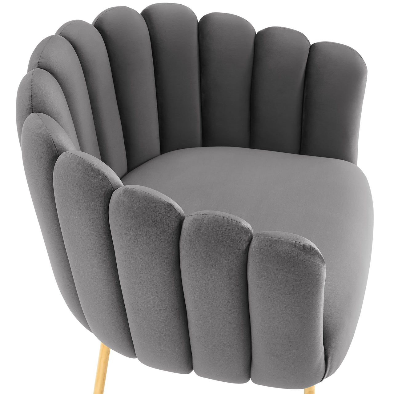 Seashell Upholstered Velvet Armchair, Gray