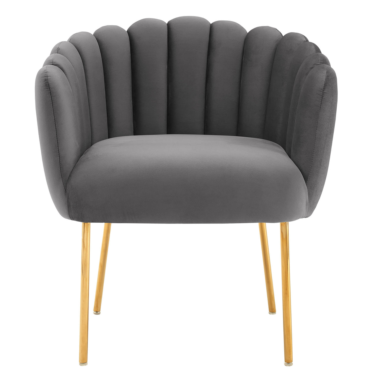 Seashell Upholstered Velvet Armchair, Gray