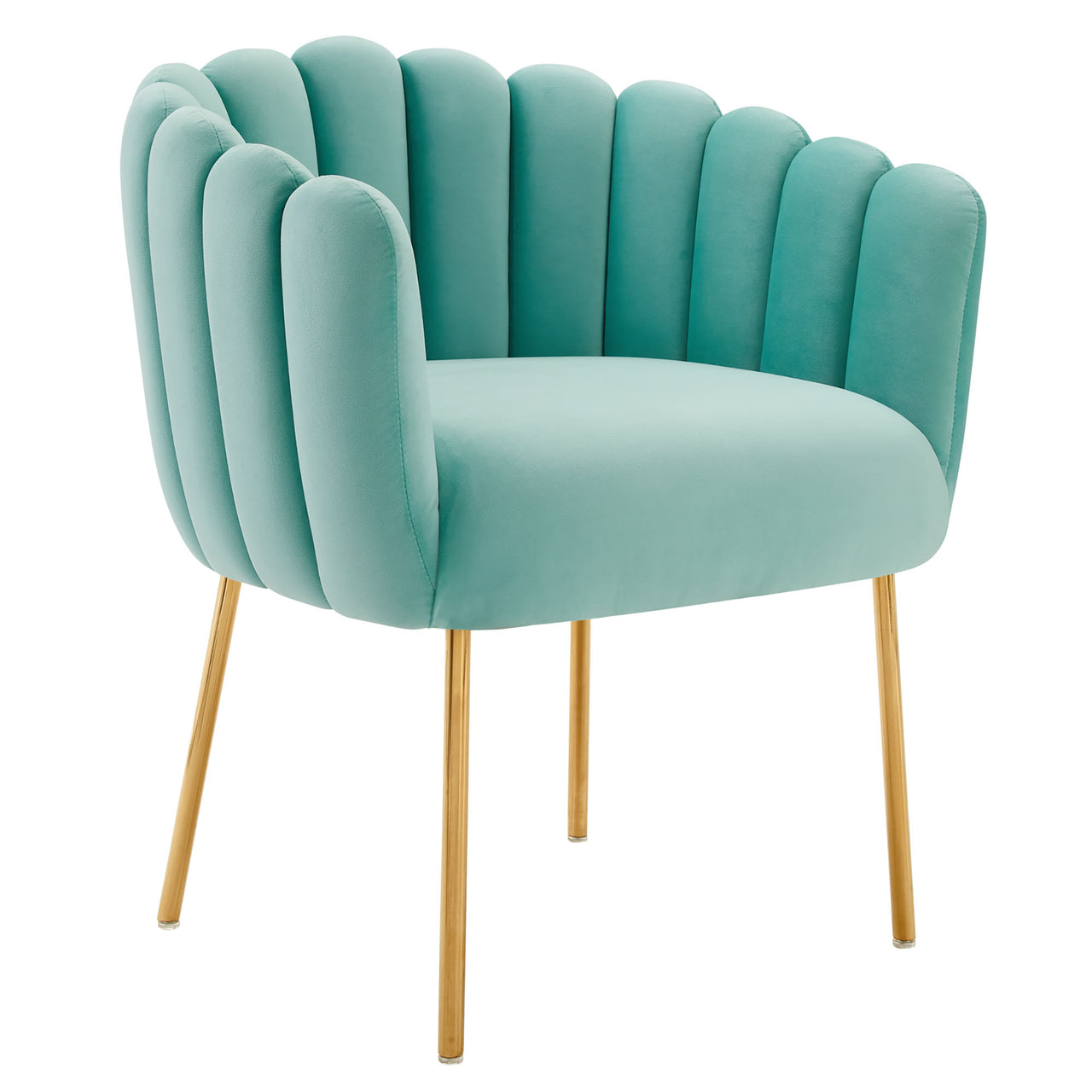 Seashell Upholstered Velvet Armchair, Mint