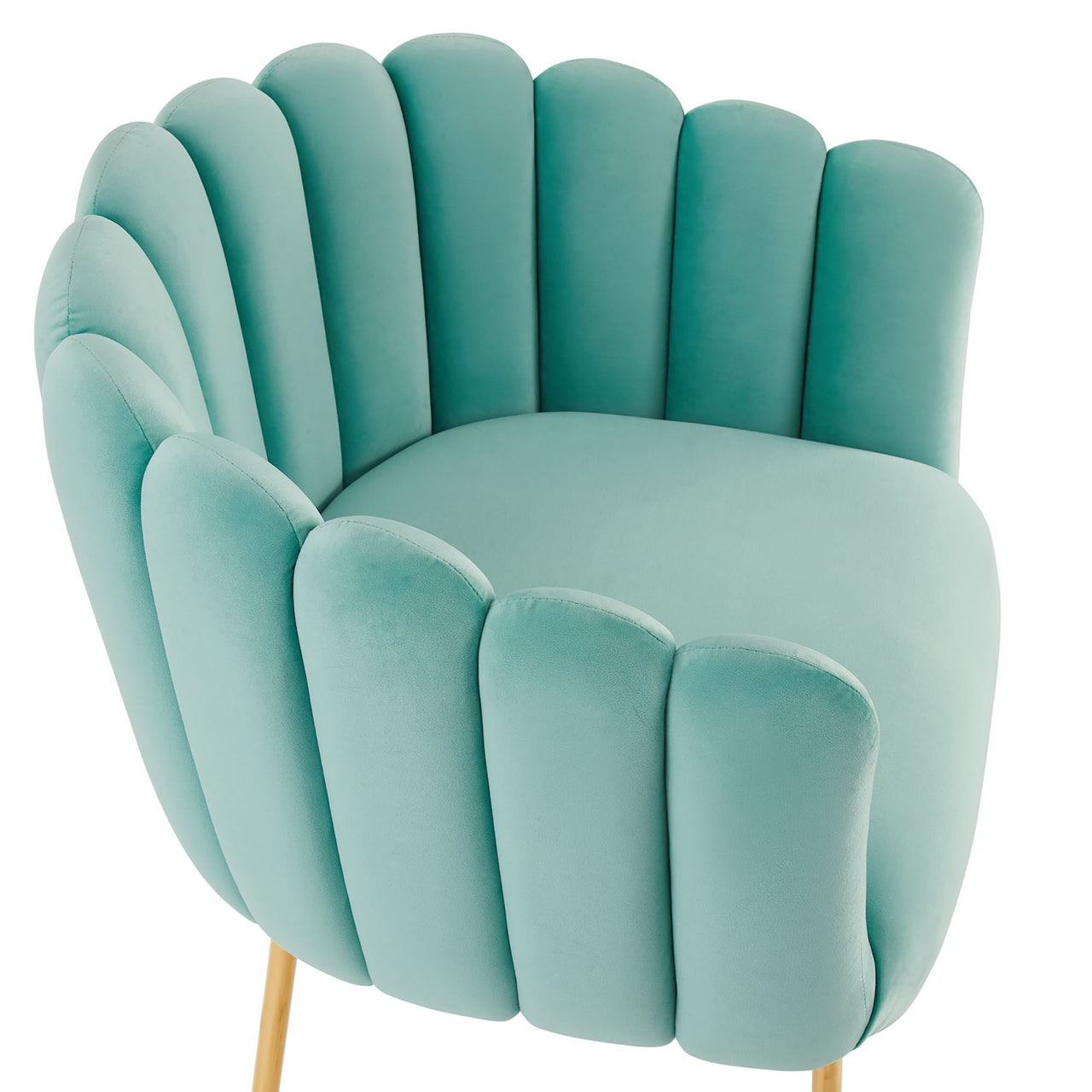 Seashell Upholstered Velvet Armchair, Mint