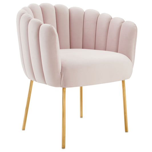 Seashell Upholstered Velvet Armchair, Pink
