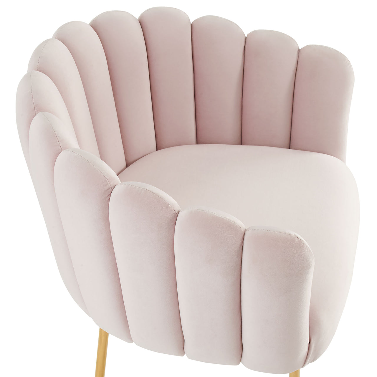 Seashell Upholstered Velvet Armchair, Pink