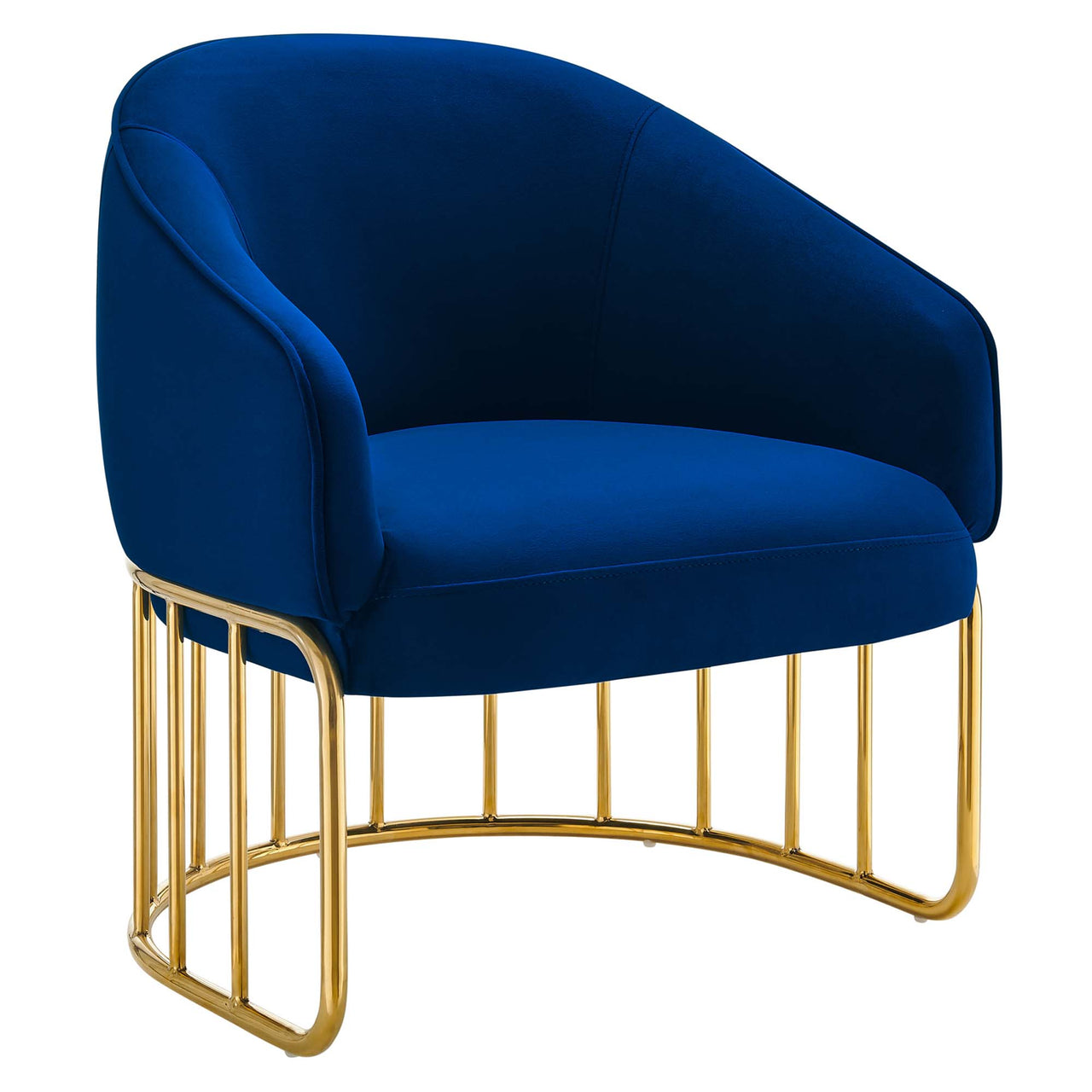 Goldenrod Upholstered Velvet Armchair, Navy