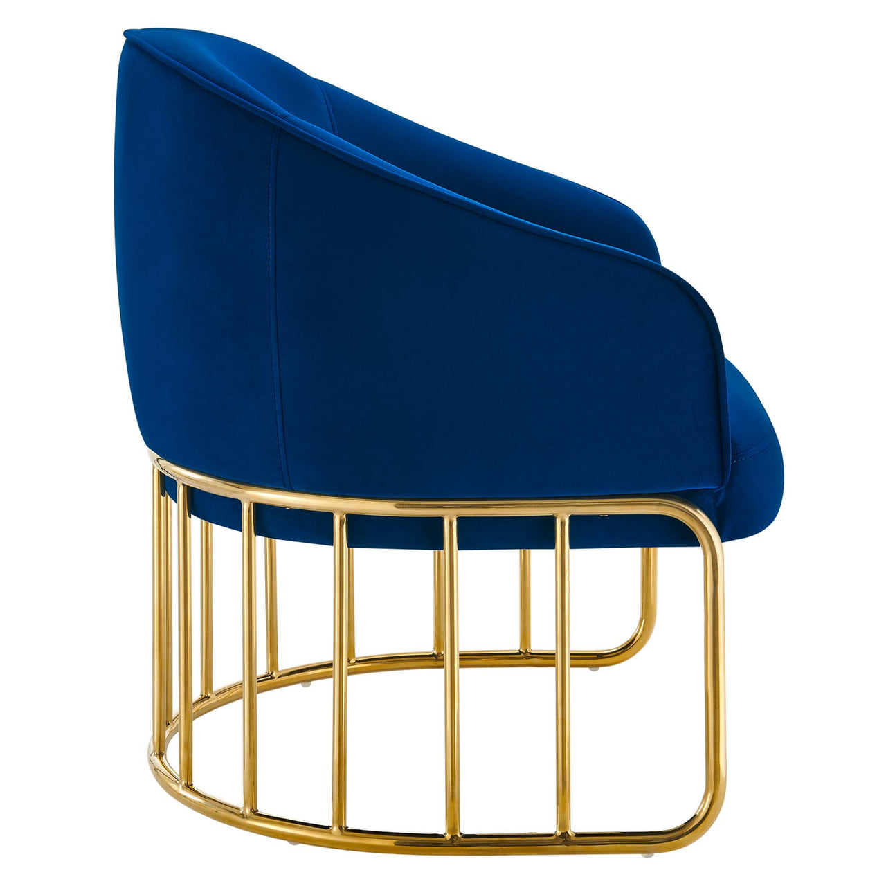 Goldenrod Upholstered Velvet Armchair, Navy