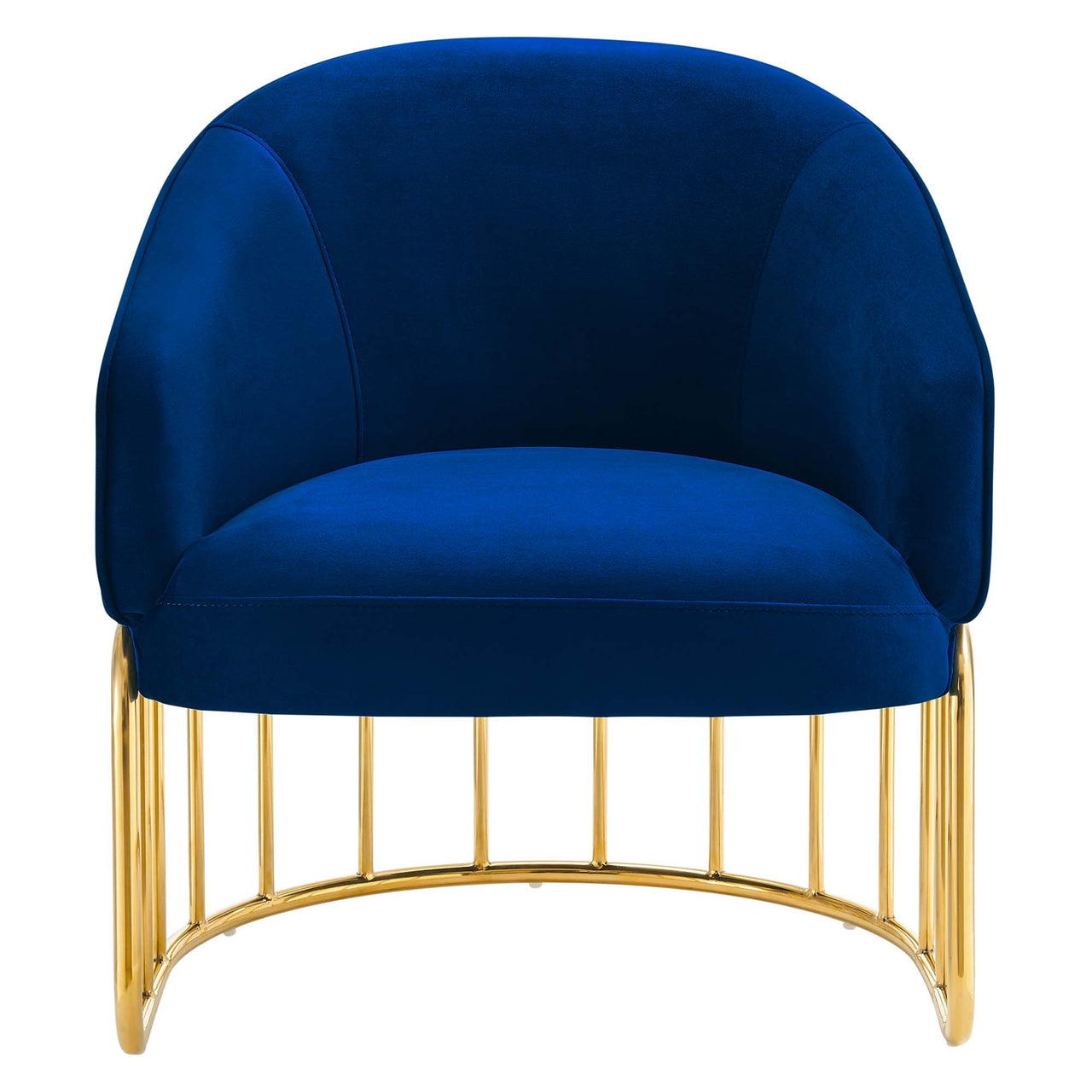 Goldenrod Upholstered Velvet Armchair, Navy