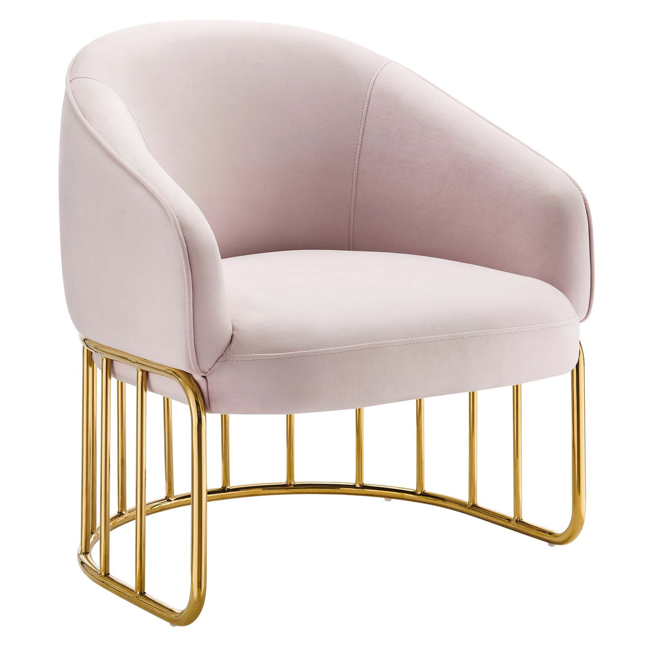 Goldenrod Upholstered Velvet Armchair, Pink