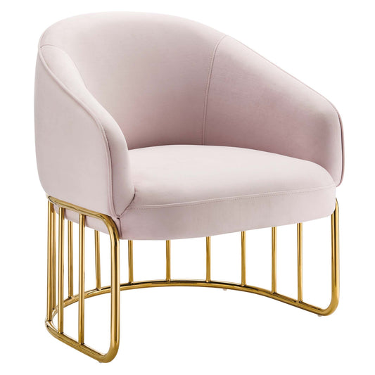 Goldenrod Upholstered Velvet Armchair, Pink