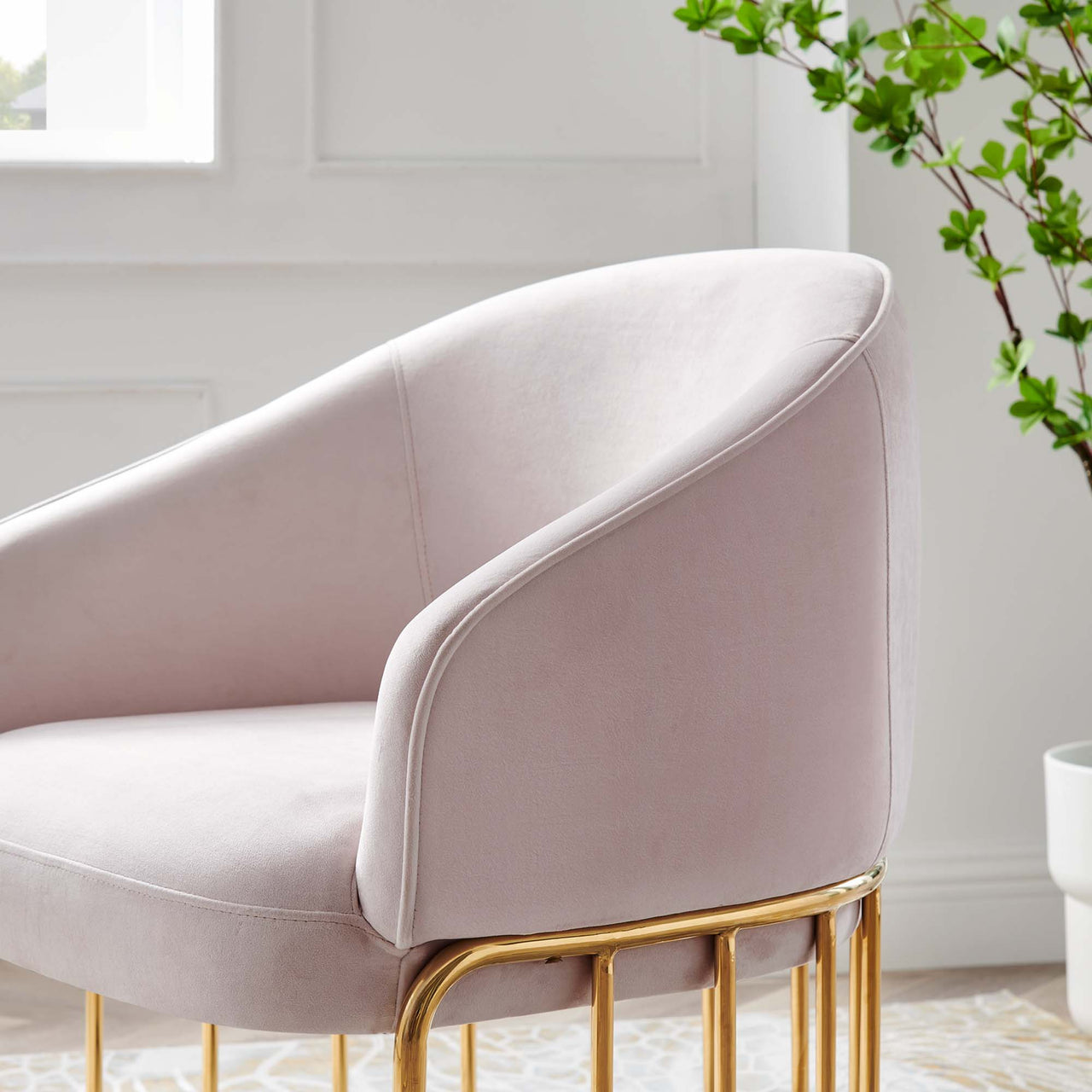 Goldenrod Upholstered Velvet Armchair, Pink