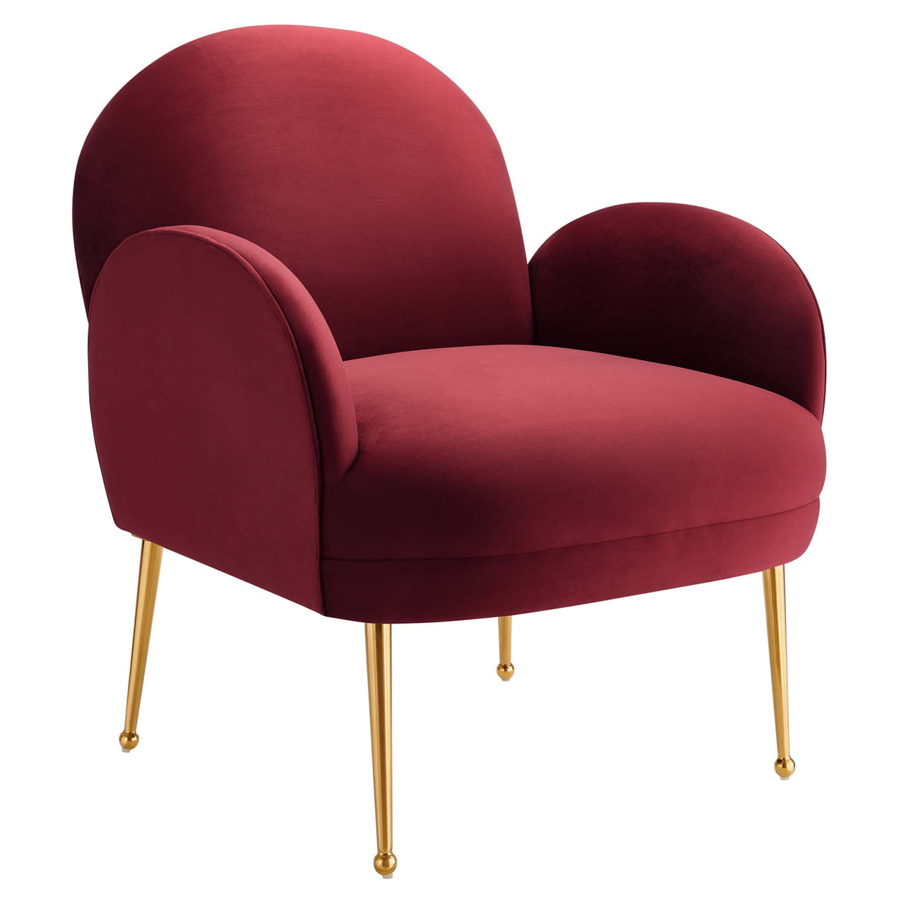 Faerie Upholstered Velvet Accent Chair, Maroon