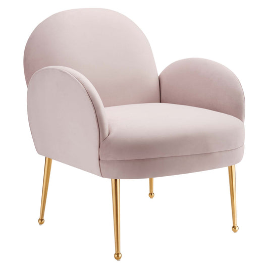 Faerie Upholstered Velvet Accent Chair, Pink