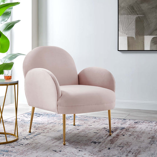 Faerie Upholstered Velvet Accent Chair, Pink