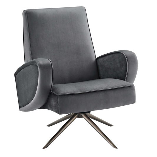 Rovelyth Upholstered Velvet Swivel Chair, Gray