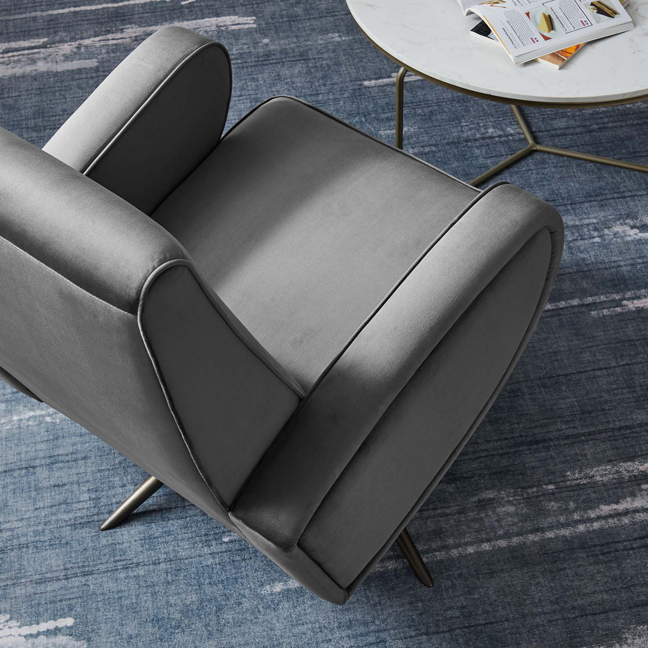 Rovelyth Upholstered Velvet Swivel Chair, Gray