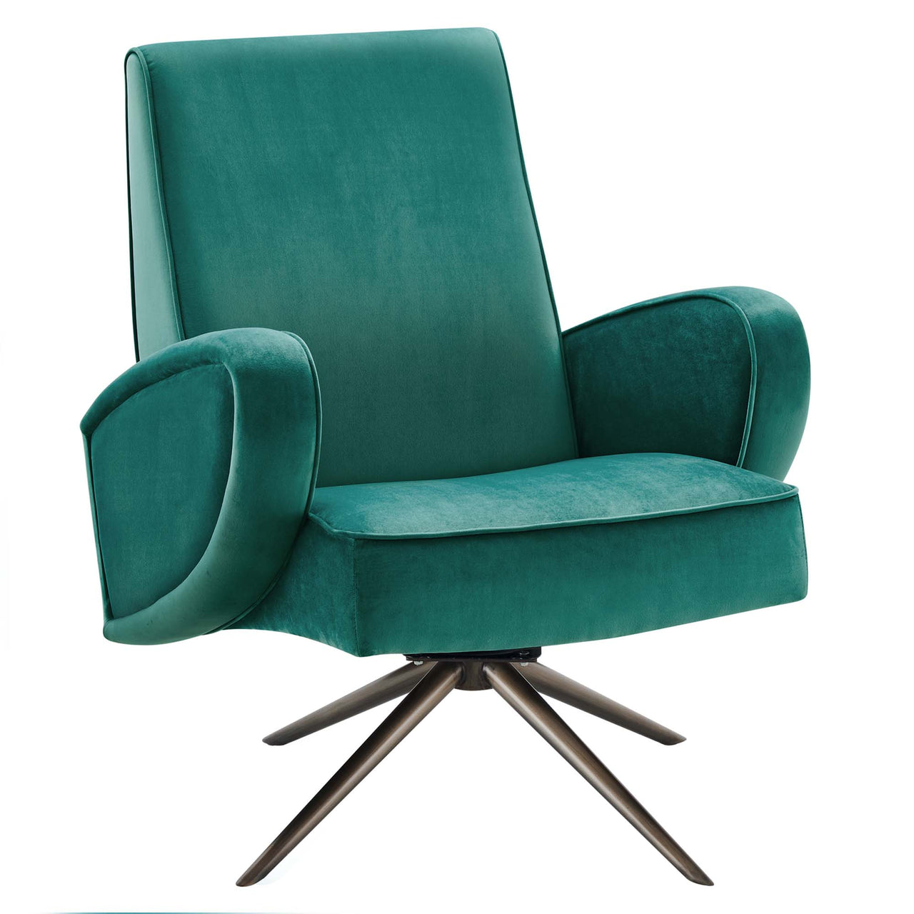 Rovelyth Upholstered Velvet Swivel Chair, Teal
