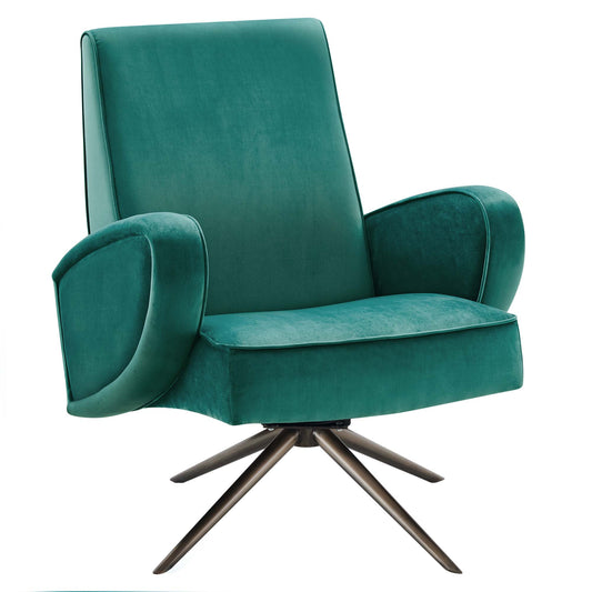 Rovelyth Upholstered Velvet Swivel Chair, Teal