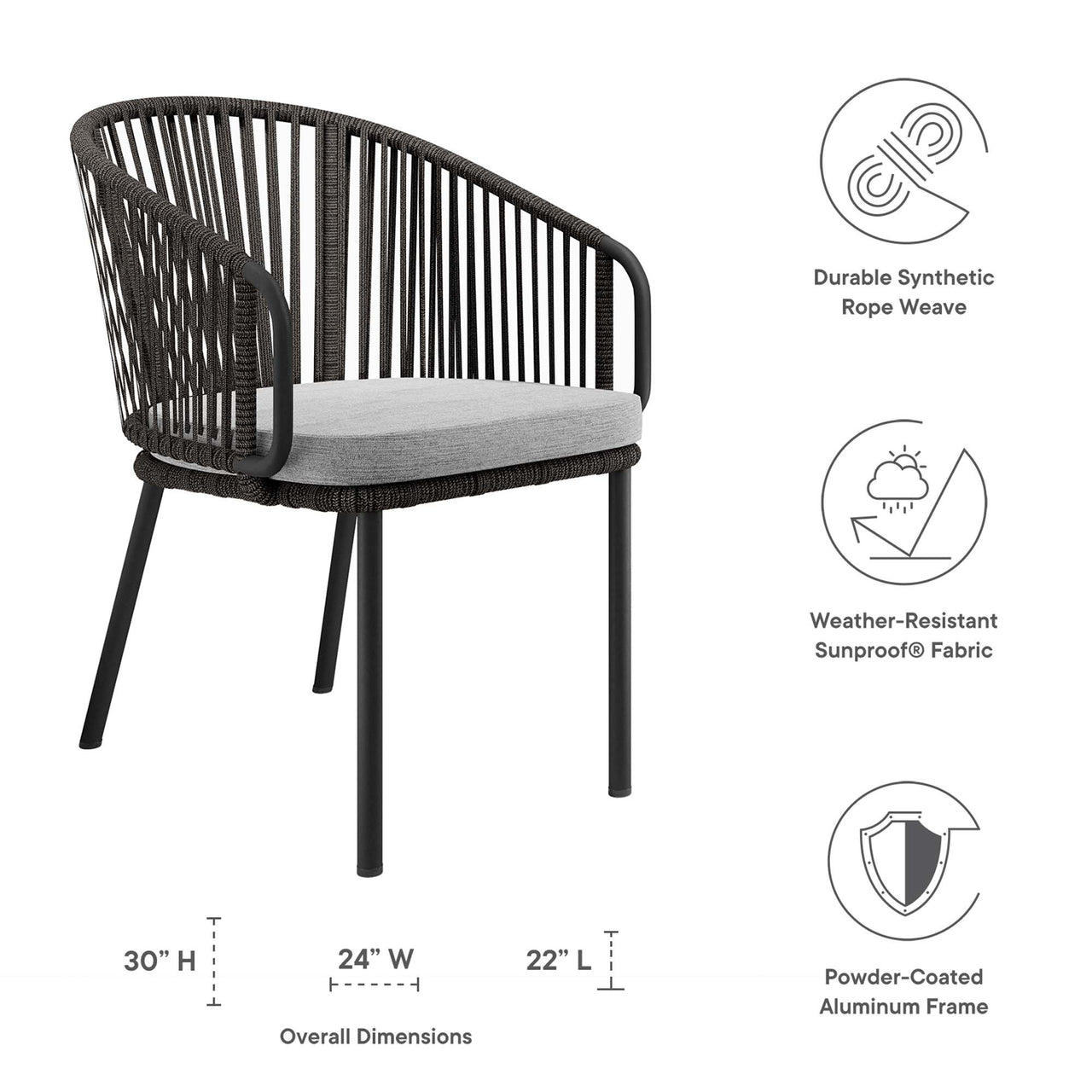 Harpion Alfresco Dining Chair, Charcoal & Gray