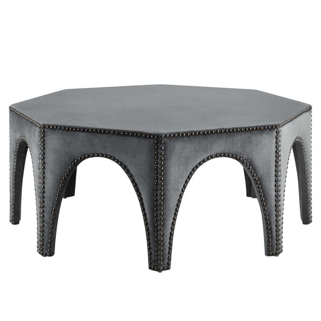 Arcadia Upholstered Velvet Ottoman, Gray