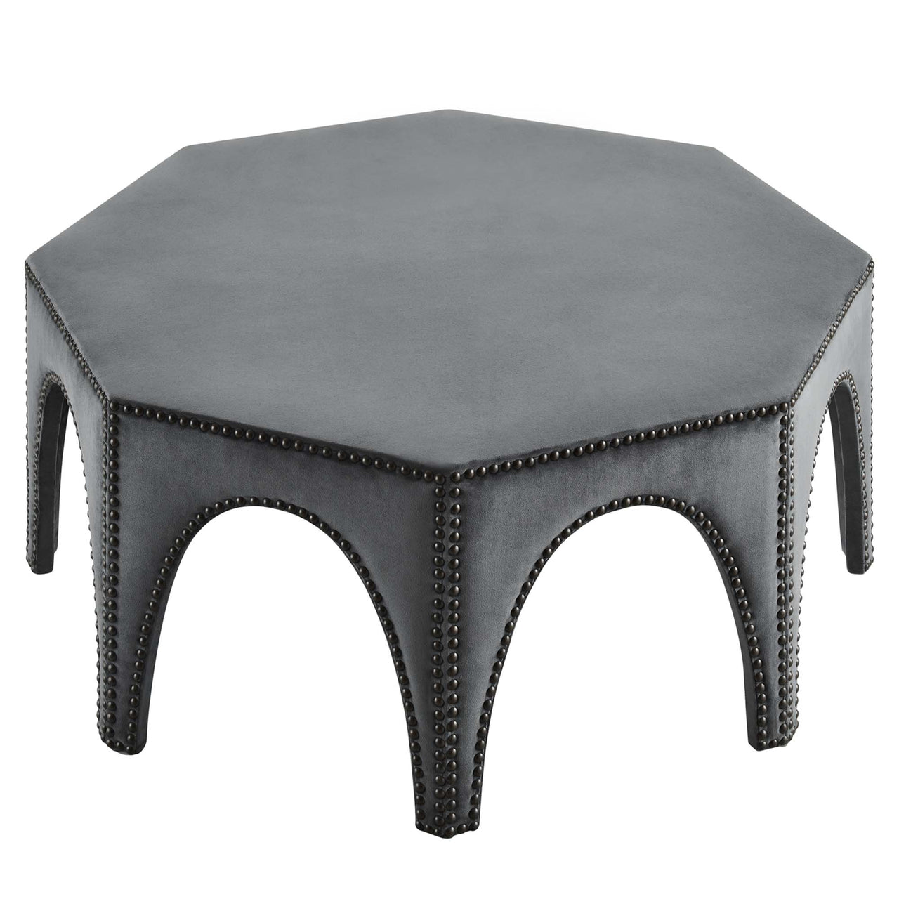 Arcadia Upholstered Velvet Ottoman, Gray