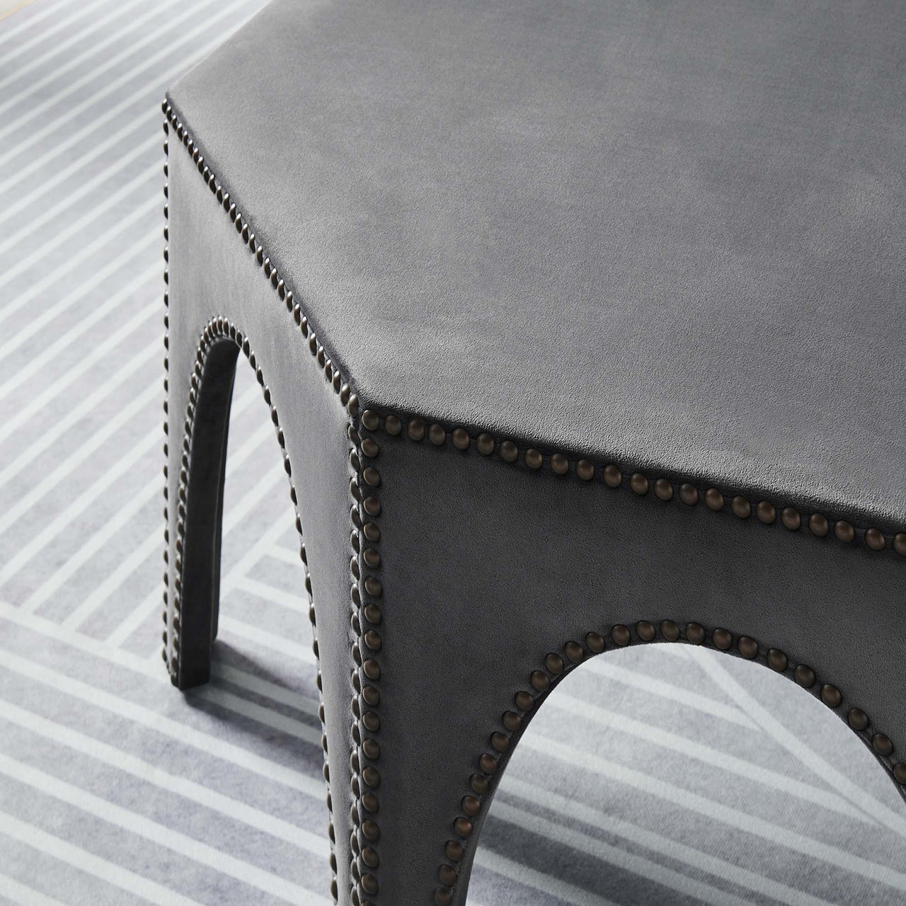 Arcadia Upholstered Velvet Ottoman, Gray