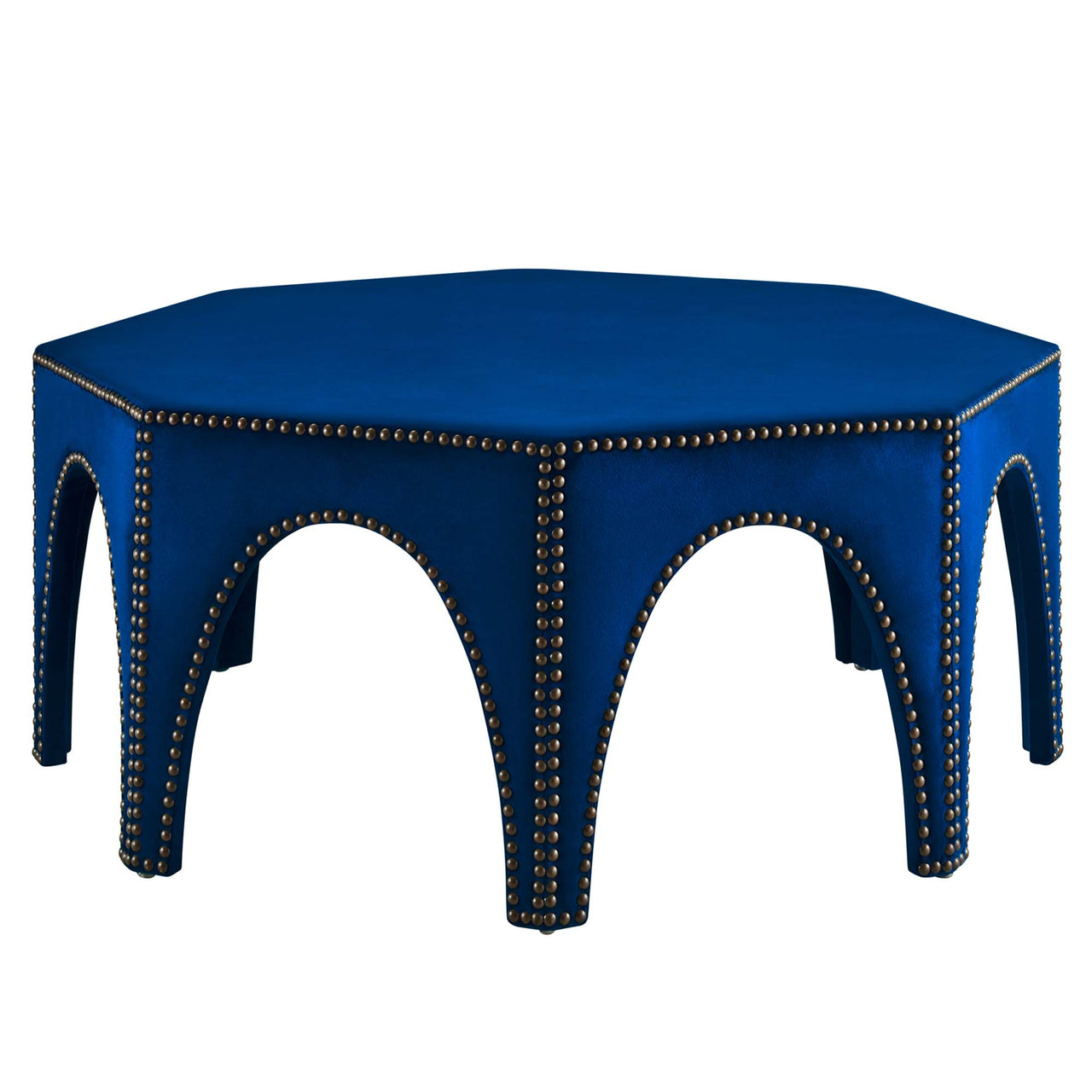 Arcadia Upholstered Velvet Ottoman, Navy