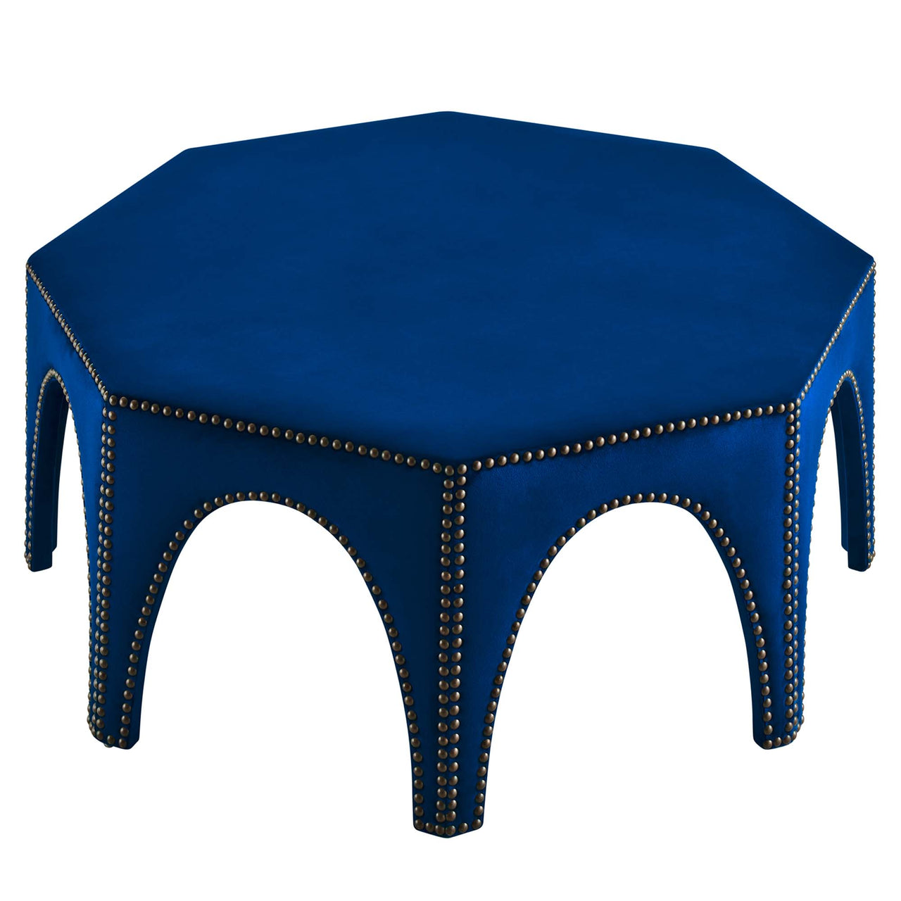 Arcadia Upholstered Velvet Ottoman, Navy