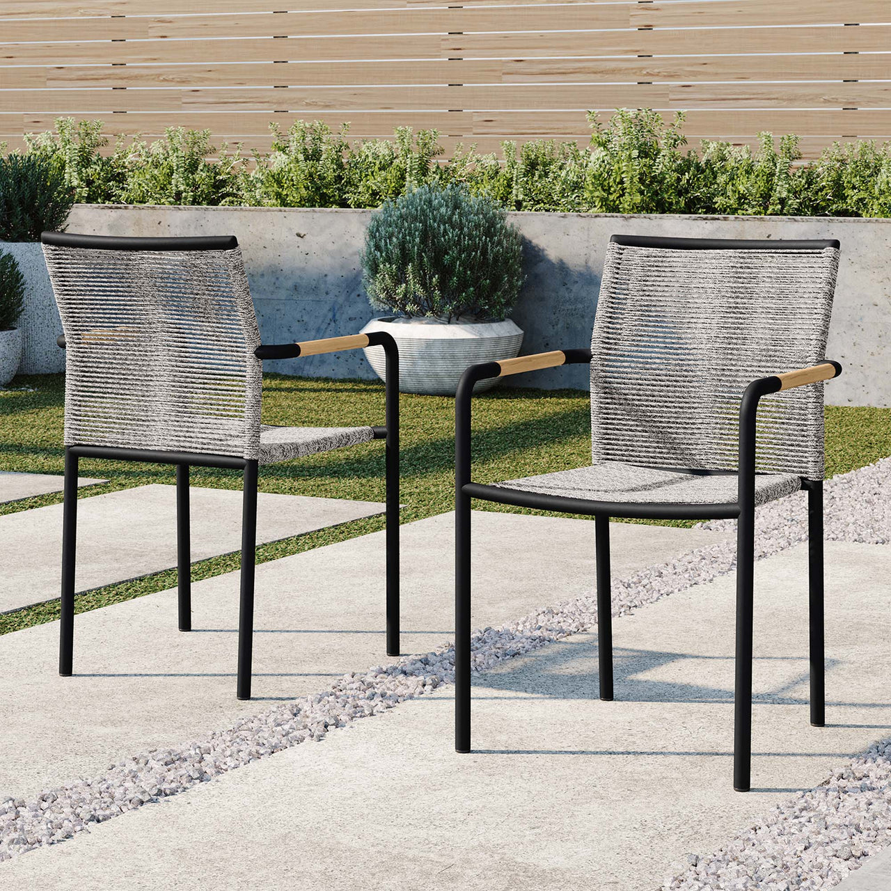 Elyrae Alfresco Dining Armchair Set of 2, Light Gray