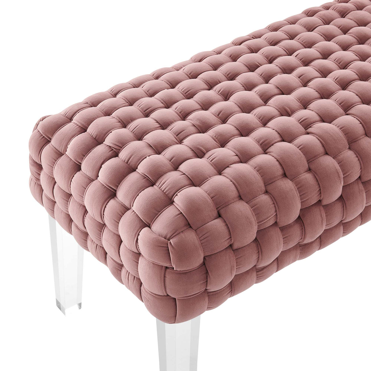 Prologue Woven Performance Velvet Ottoman, Dusty Rose