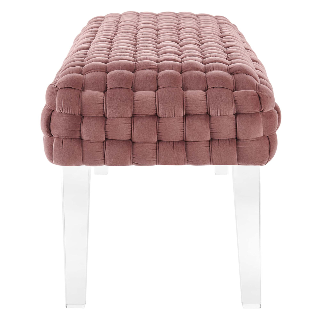 Prologue Woven Performance Velvet Ottoman, Dusty Rose