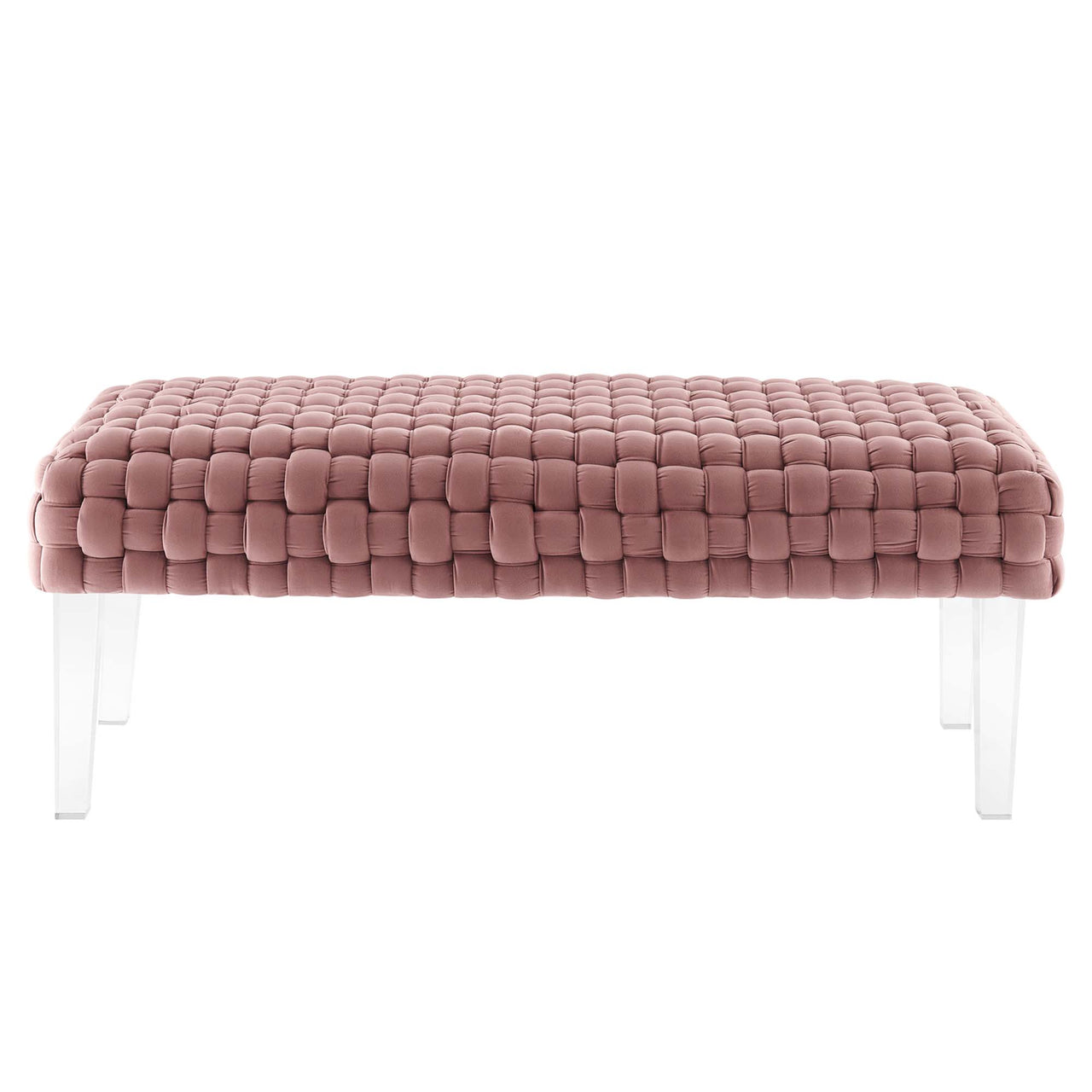 Prologue Woven Performance Velvet Ottoman, Dusty Rose