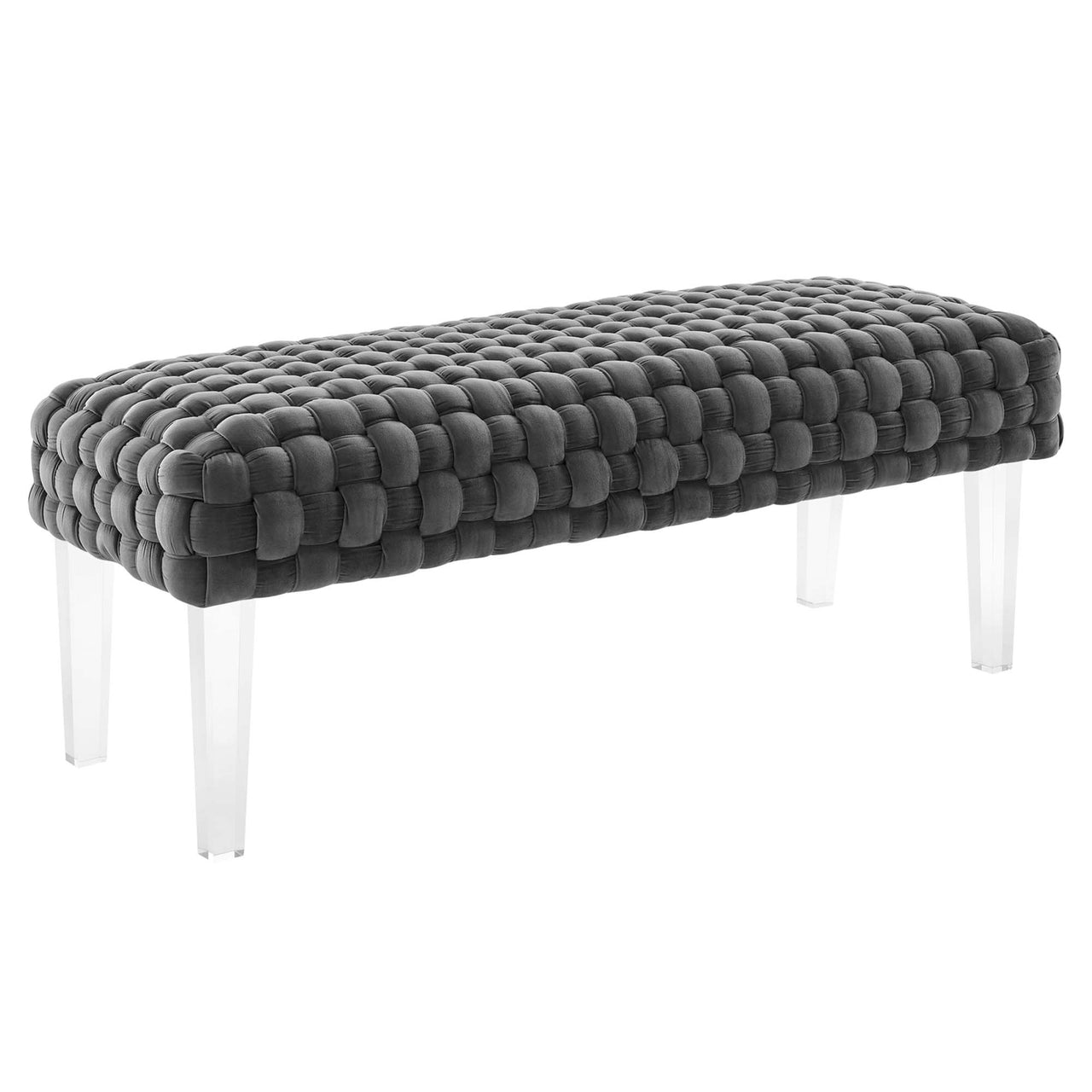 Pome Velvet Ottoman, Gray