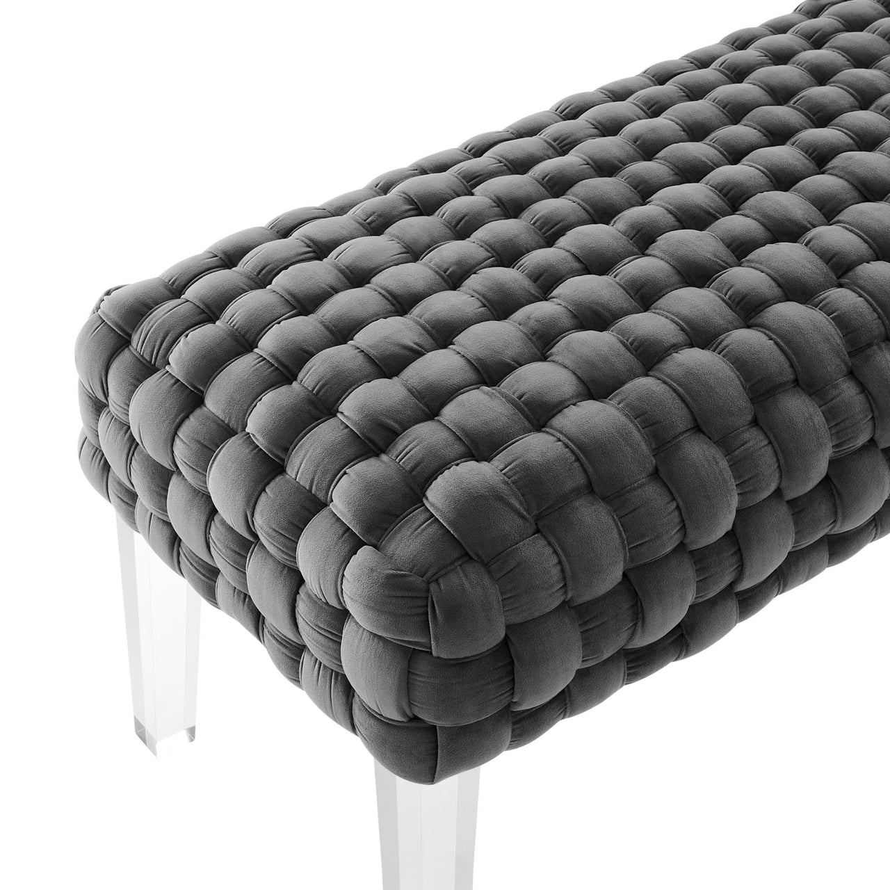 Pome Velvet Ottoman, Gray