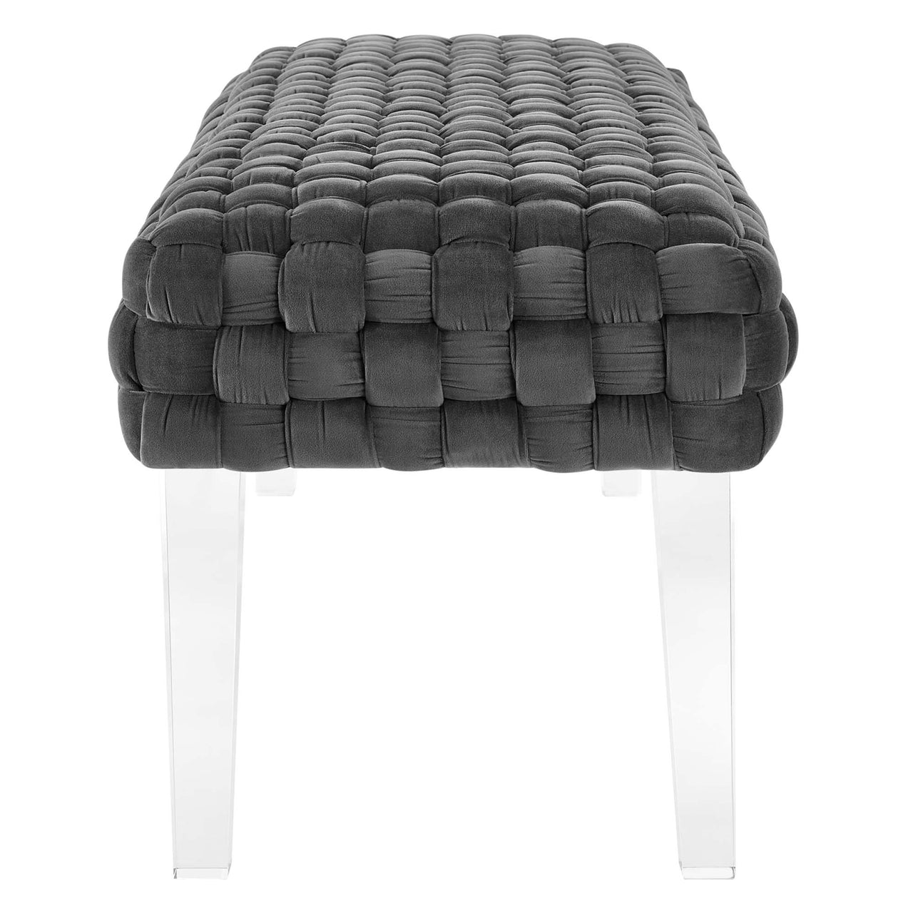 Pome Velvet Ottoman, Gray