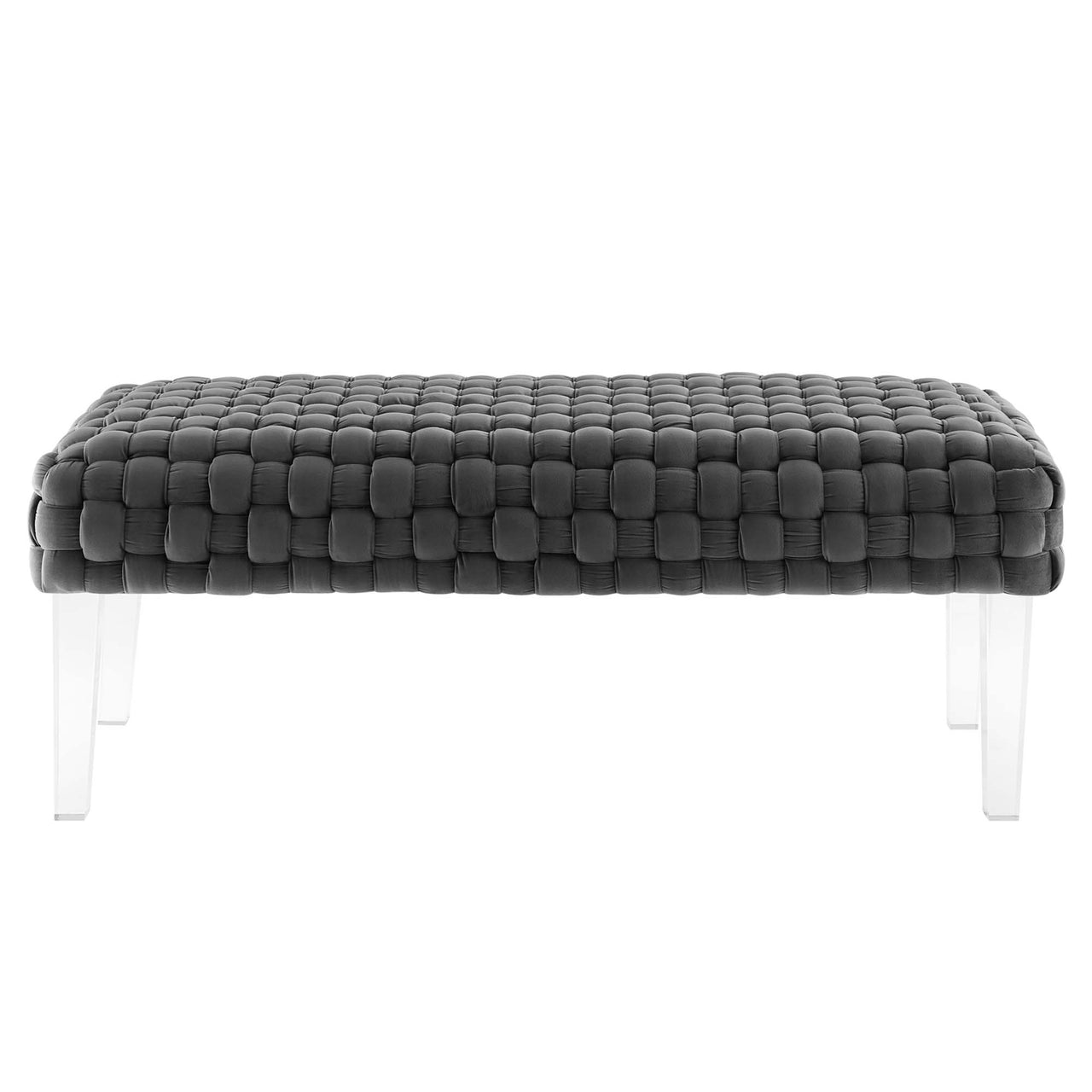 Pome Velvet Ottoman, Gray