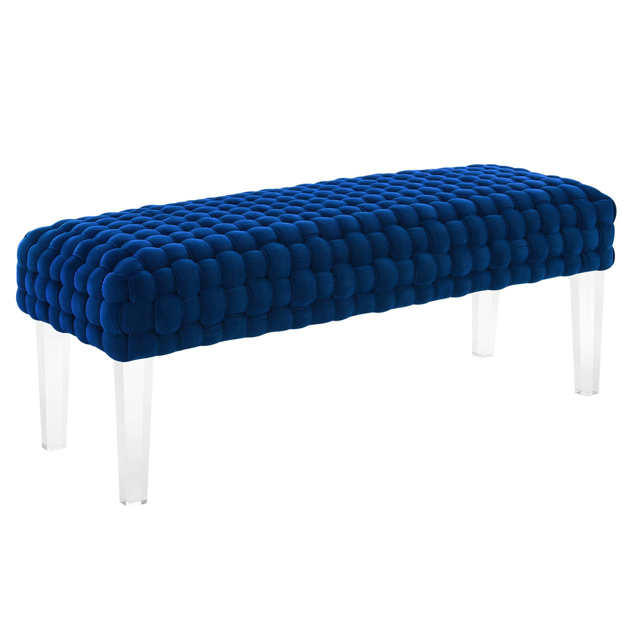 Pome Velvet Ottoman, Navy