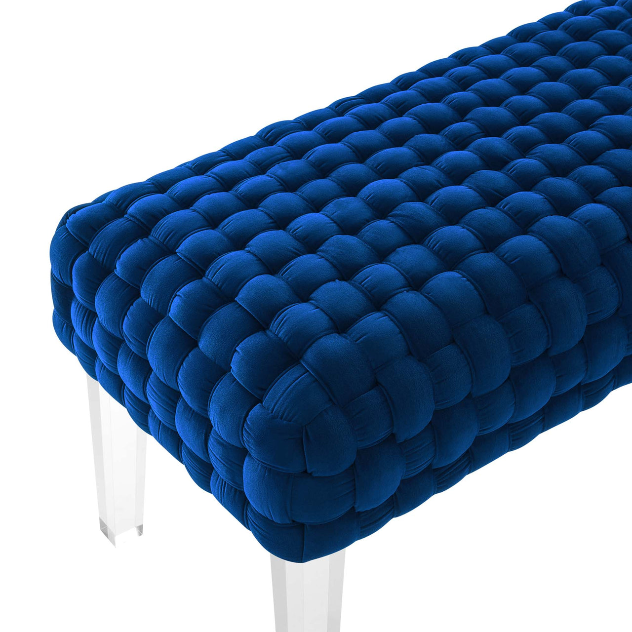 Pome Velvet Ottoman, Navy