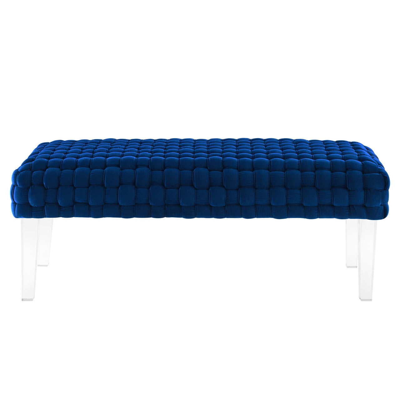 Pome Velvet Ottoman, Navy
