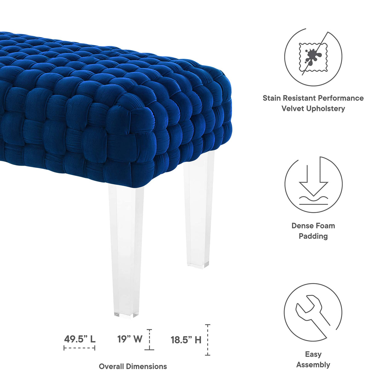 Pome Velvet Ottoman, Navy