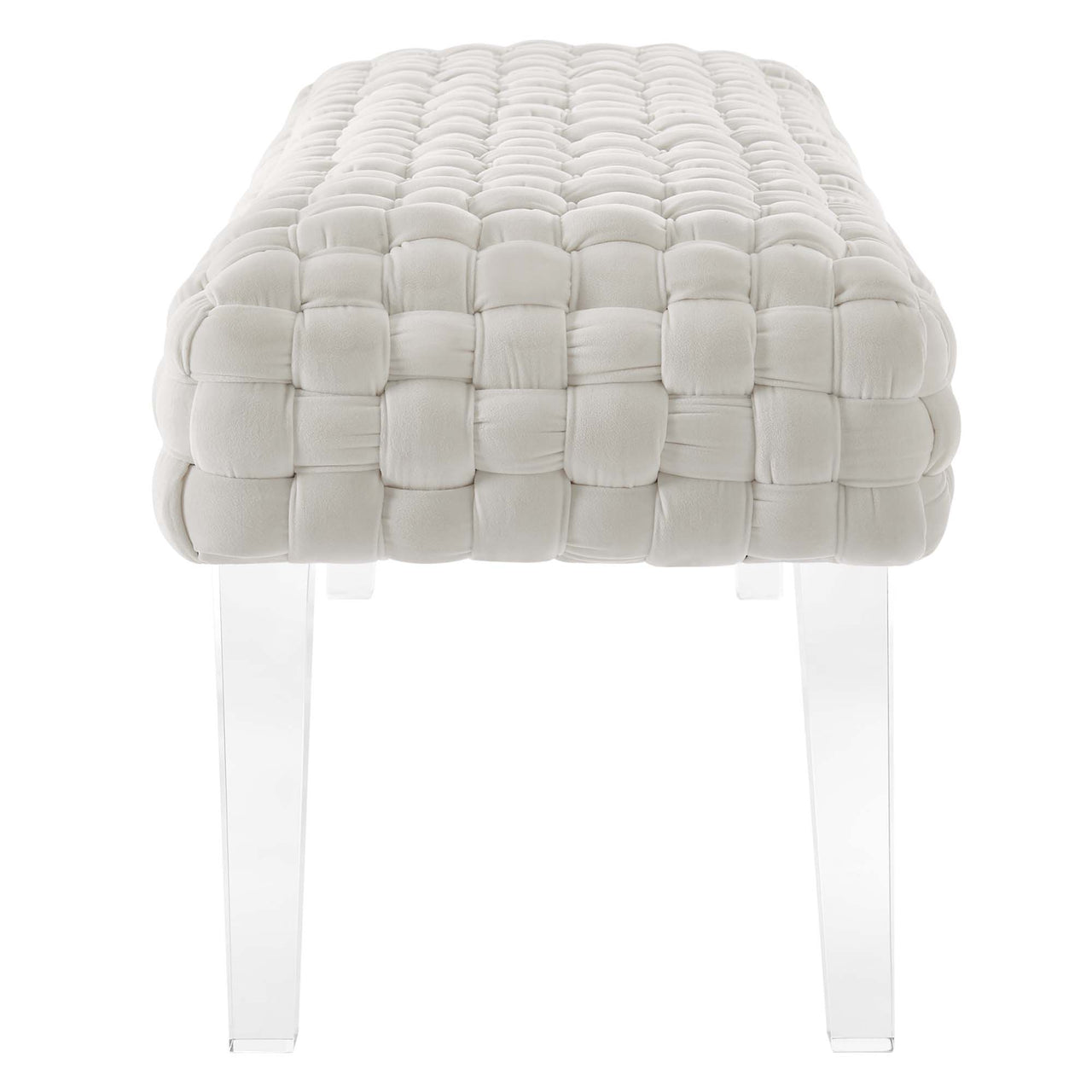 Pome Velvet Ottoman, White