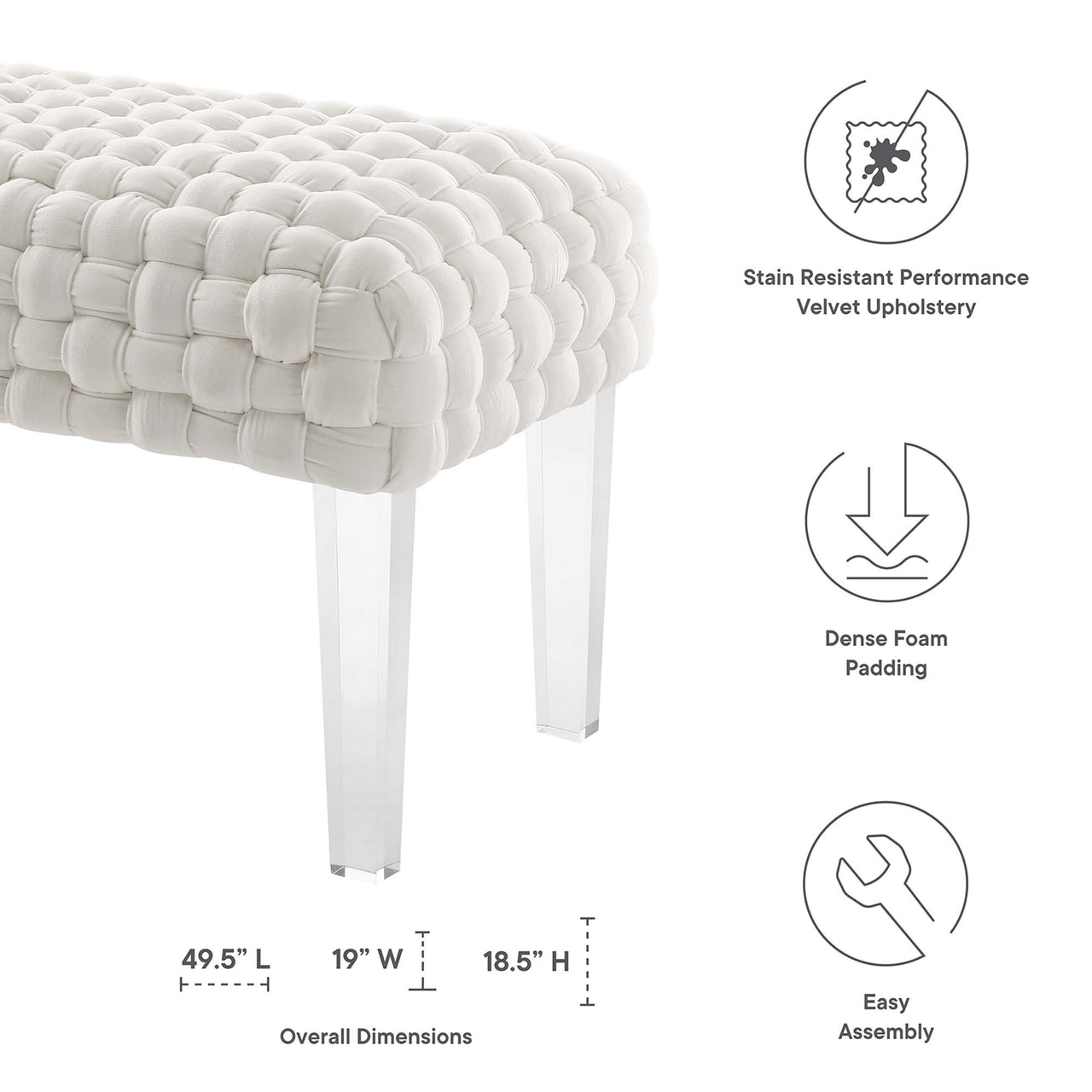 Pome Velvet Ottoman, White