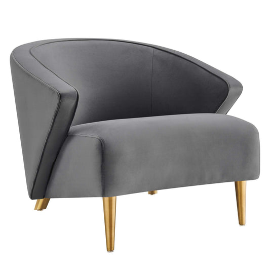 Angel Upholstered Velvet Armchair, Gray