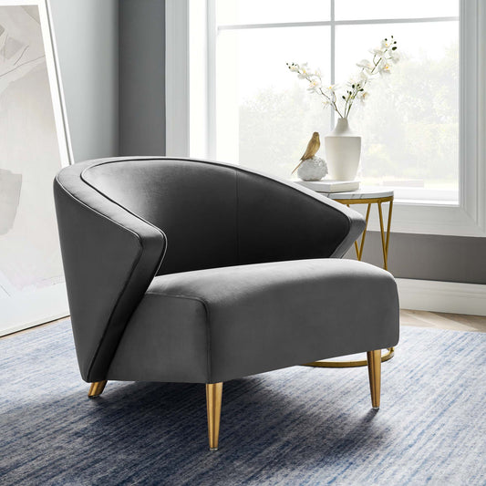 Angel Upholstered Velvet Armchair, Gray