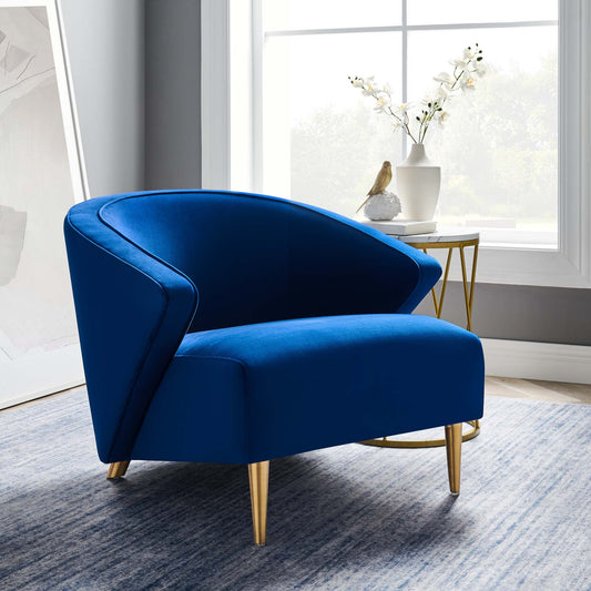 Angel Upholstered Velvet Armchair, Navy
