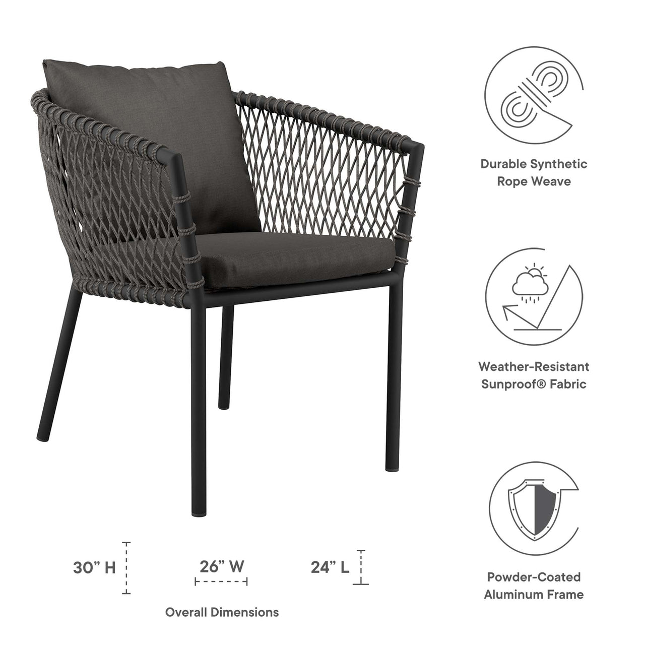 Ravina Alfresco Dining Chair, Charcoal